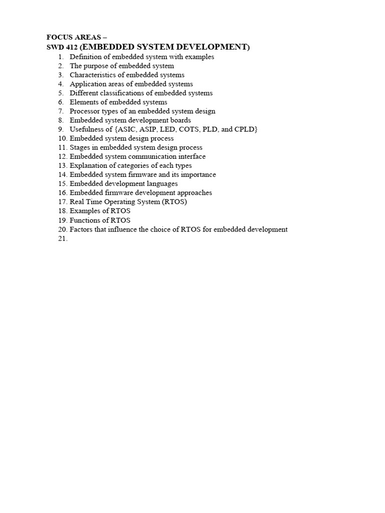 SWD 412 (Embedded System Development) | PDF