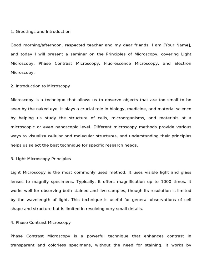 Seminar Principles of Microscopy Unicode | PDF | Microscopy | Electron ...