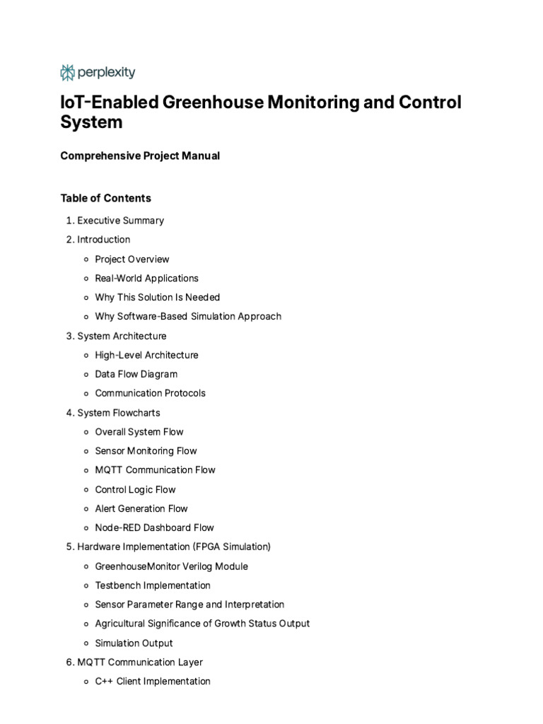 IoT Greenhouse Control System Manual | PDF | Agriculture | Simulation