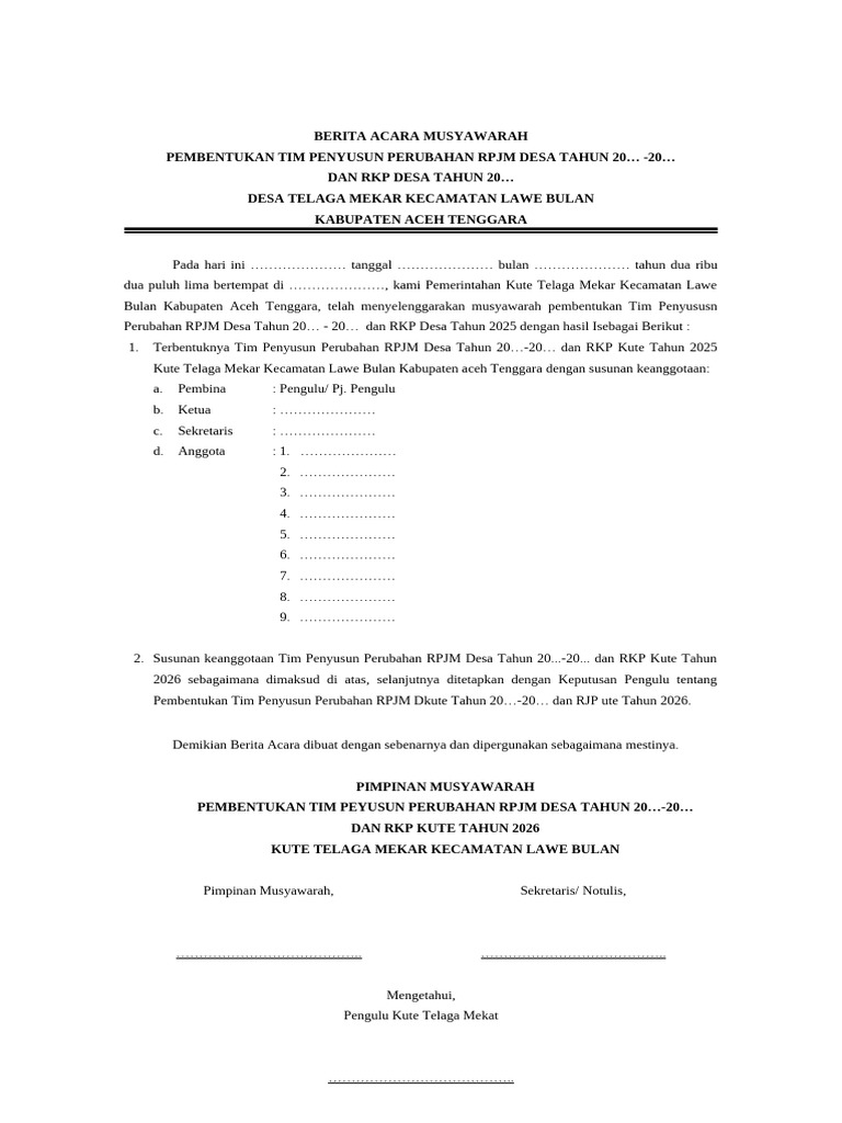 Pembentukan Tim RPJM dan RKP Desa 2025 | PDF