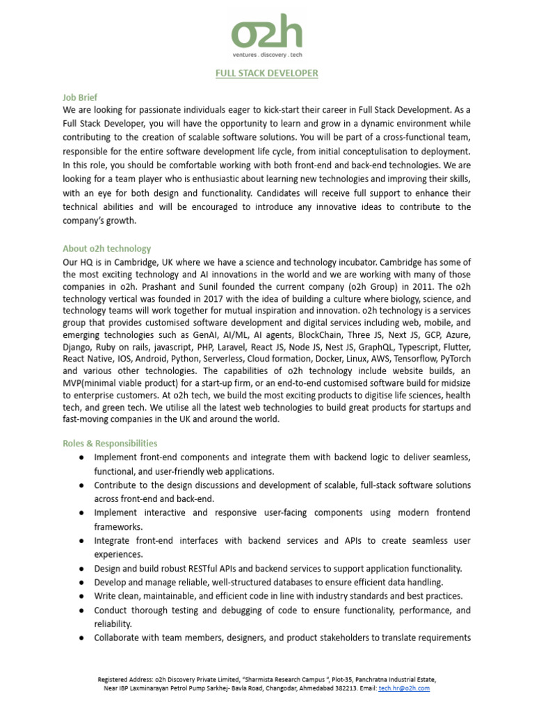 Full Stack Developer Job Opening | PDF | Computing | Software Engineering