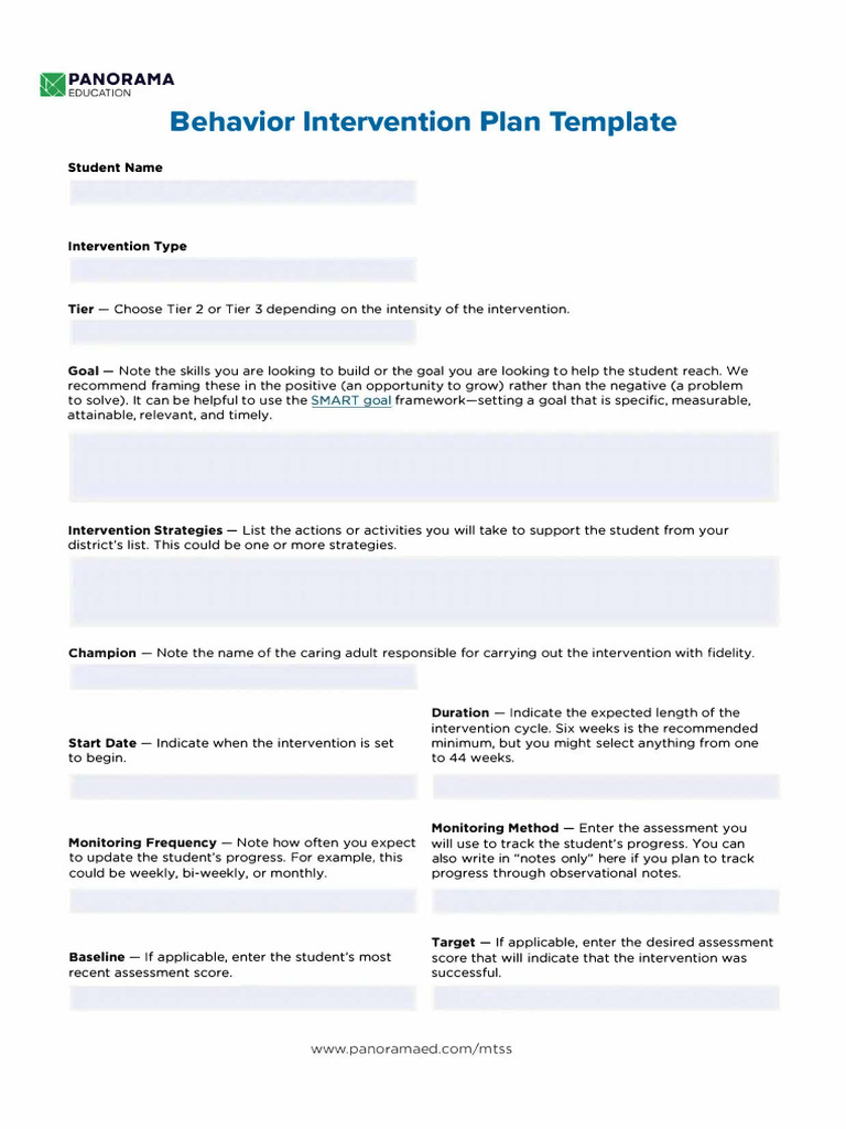 Behavior Intervention Plan Template | PDF