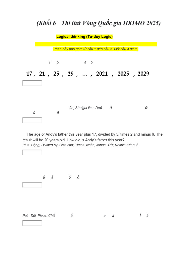 Grade 6 HKIMO 2025 Mock Test | PDF | Area | Mathematics