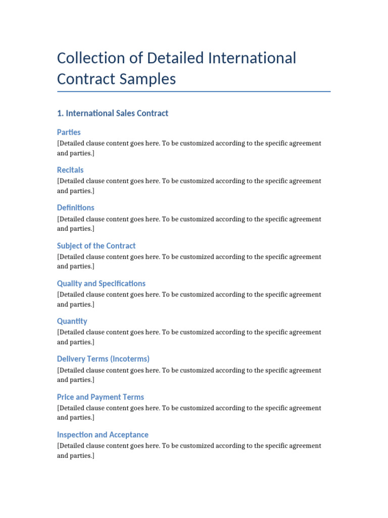 International Contract Sample Collection | PDF | Common Law | Civil Law ...