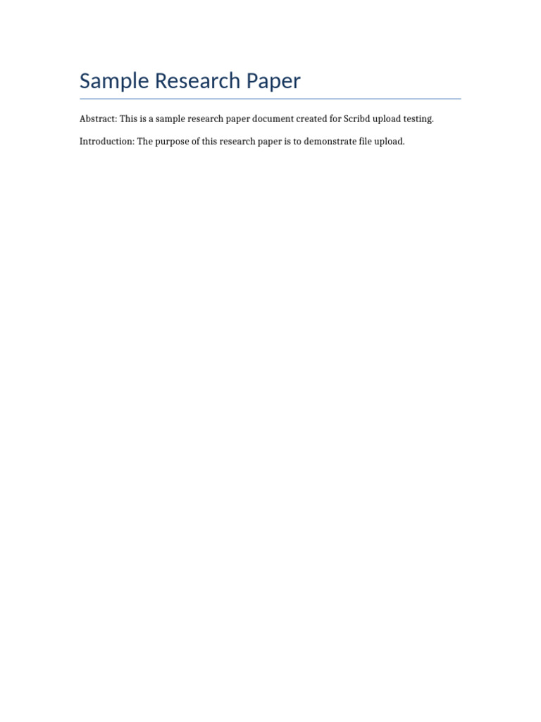 Sample Research Paper for Upload Testing | PDF