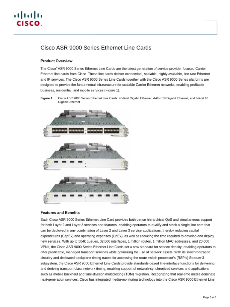Cisco ASR 9000 Ethernet Line Cards Overview | PDF | Networking ...