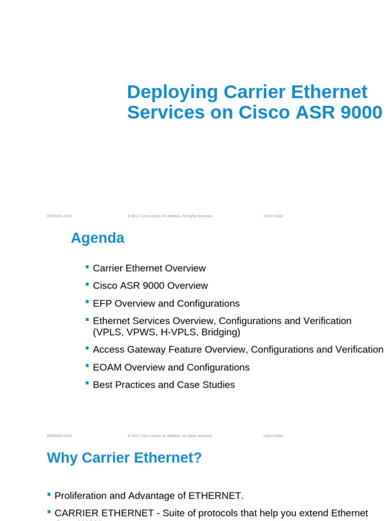 Carrier Ethernet on Cisco ASR 9000 | PDF | Networking | Multiprotocol ...