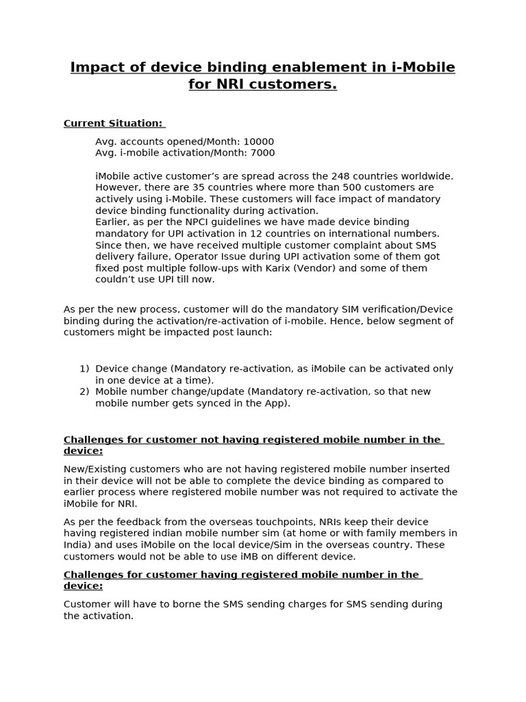 Device Binding Impact on NRI i-Mobile Users | PDF | Mobile Phones ...
