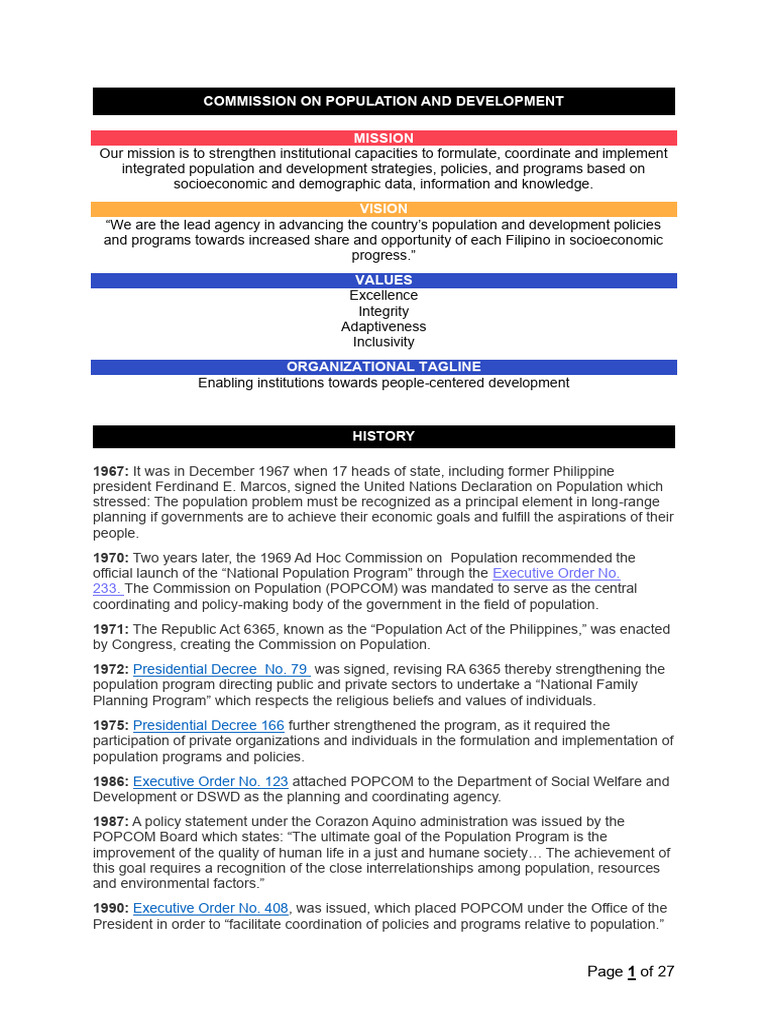 Commission on Population and Development History | PDF | Combined Oral ...