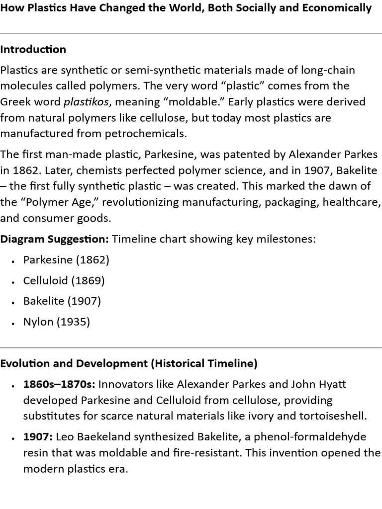 Impact of Plastics on Society and Economy | PDF | Plastic | Thermoplastic