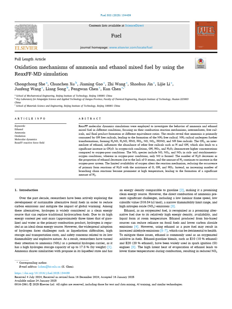 (15!8!2025) Oxidation Mechanisms of Ammonia and Ethanol Mixed Fuel by ...