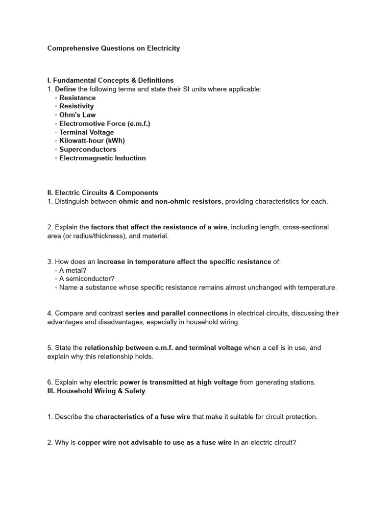 Essential Electricity Concepts & Calculations | PDF | Voltage ...