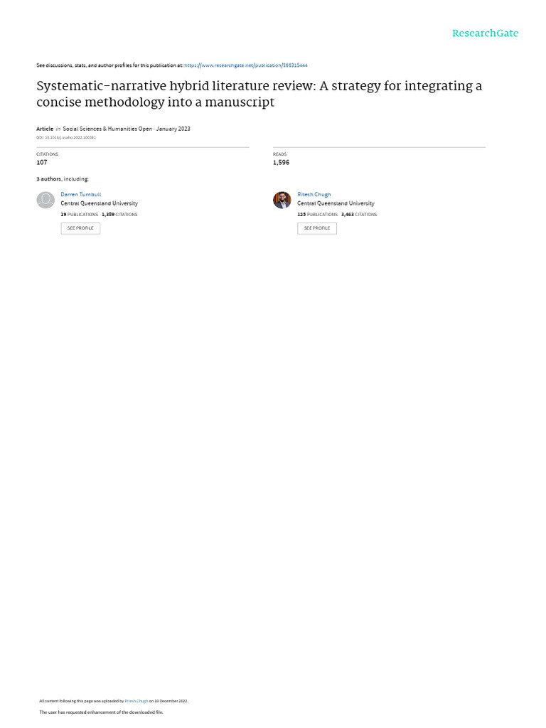 Hybrid Literature Review Methodology | PDF | Systematic Review ...