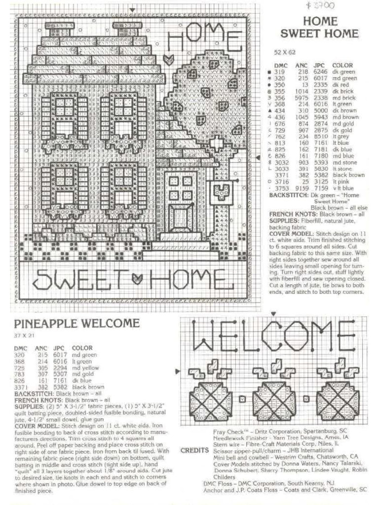 Sweet Pineapple Welcome Cross Stitch Pattern | PDF