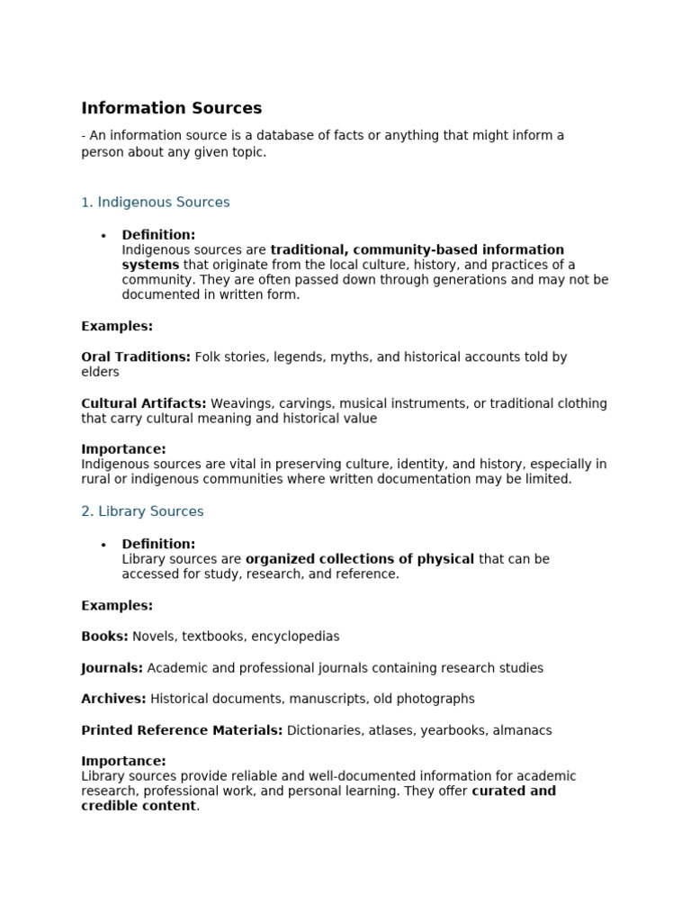Types of Information Sources Explained | PDF | Information | Internet