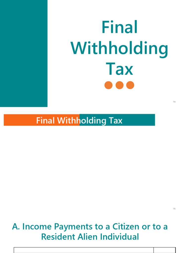 Final Withholding Tax Rates Explained | PDF | Capital Gains Tax | Dividend