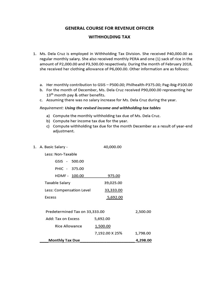 Withholding Tax Calculation Guide | PDF | Taxes | Government Finances