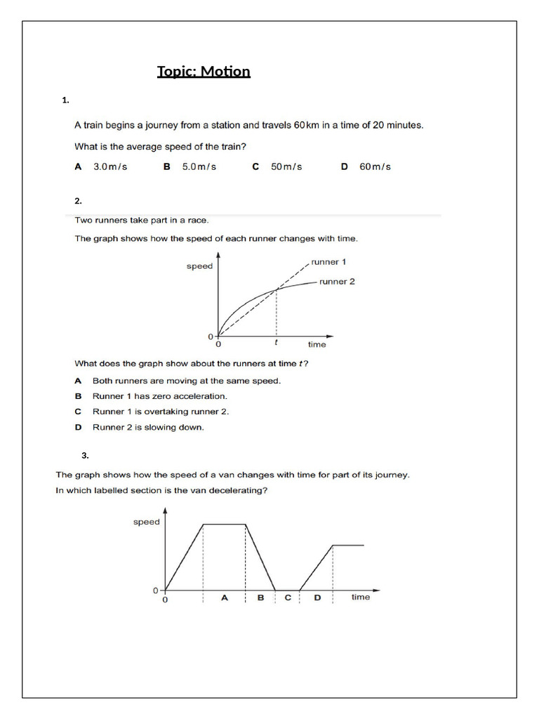 Understanding Motion and Speed Graphs | PDF