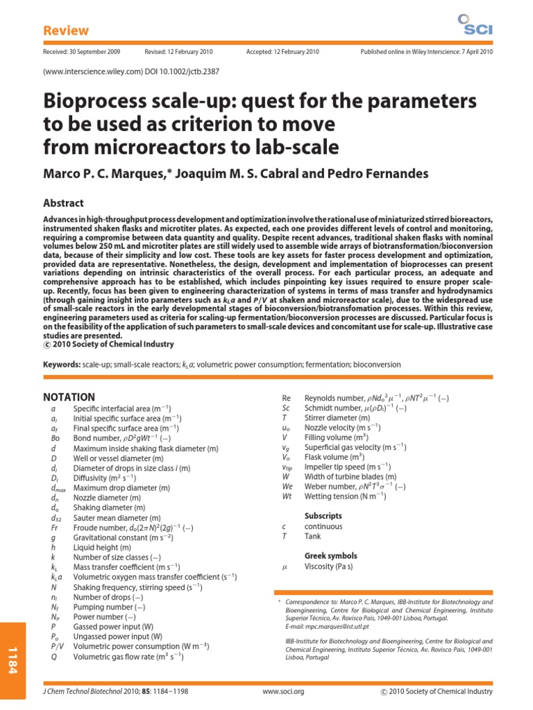 Scaling Up Microbial Processes Evaluating Key Engineering Parameters
