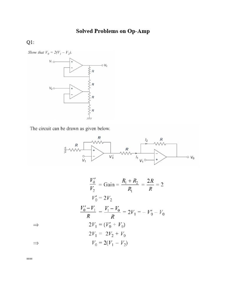Solved Op-Amp Problems and Solutions | PDF
