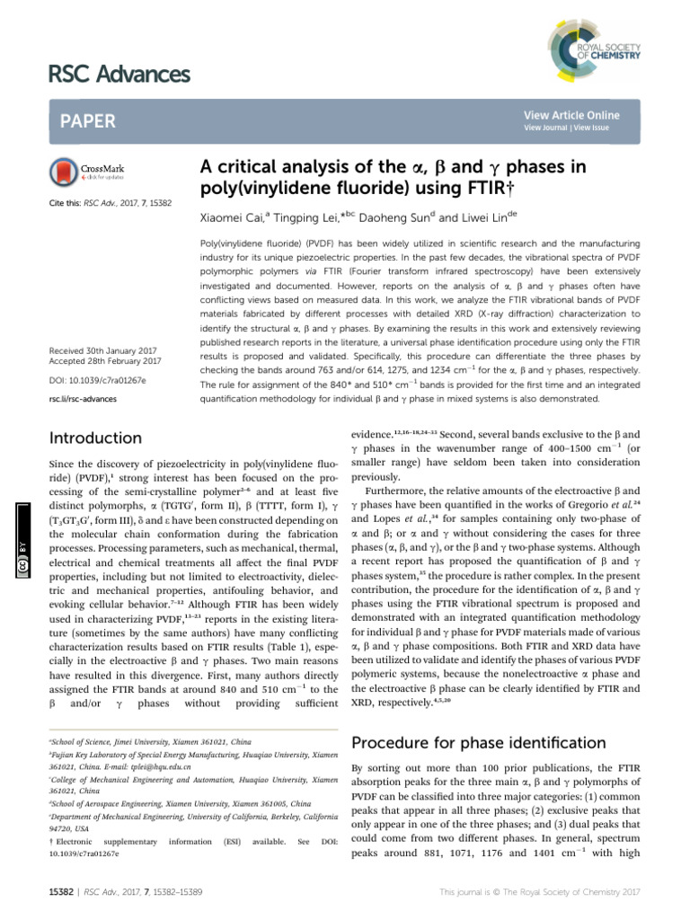FTIR Analysis of PVDF Phases a, b, g | PDF | Infrared Spectroscopy | X ...
