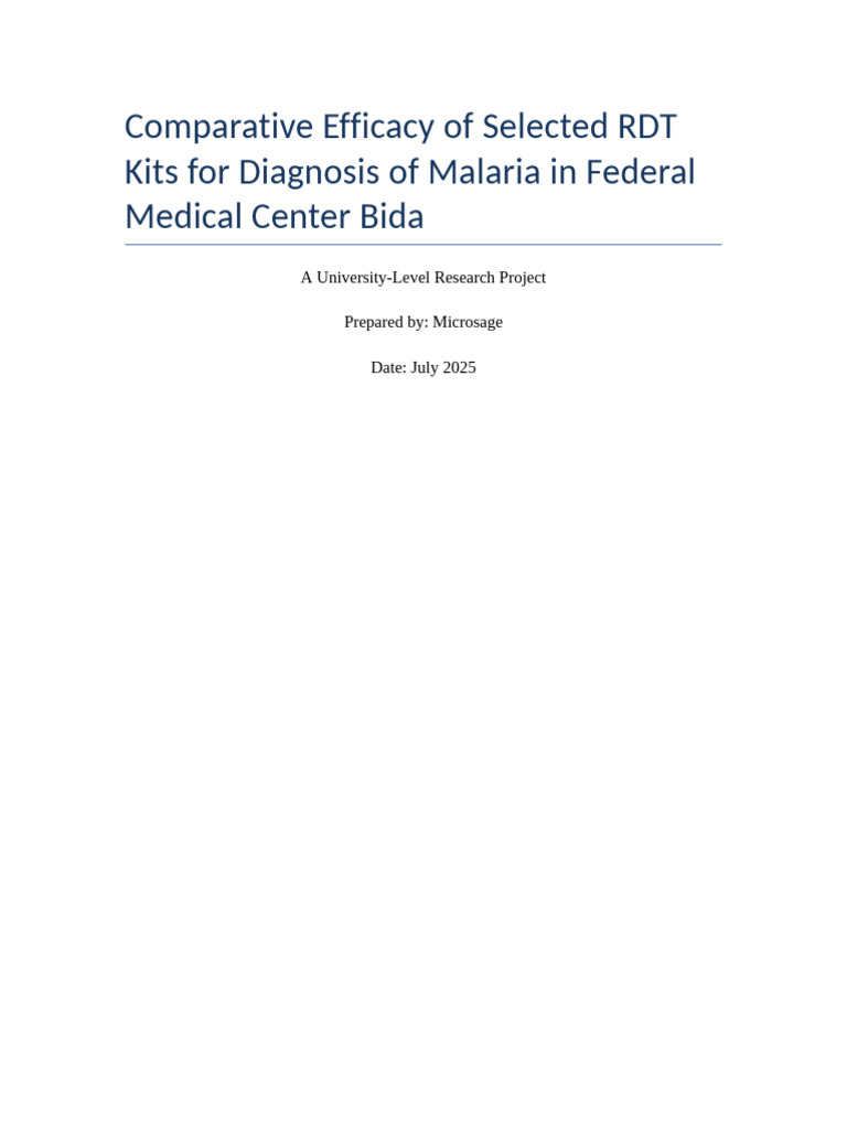 Malaria RDT Kits Efficacy Study in Nigeria | PDF | Malaria | Medical ...