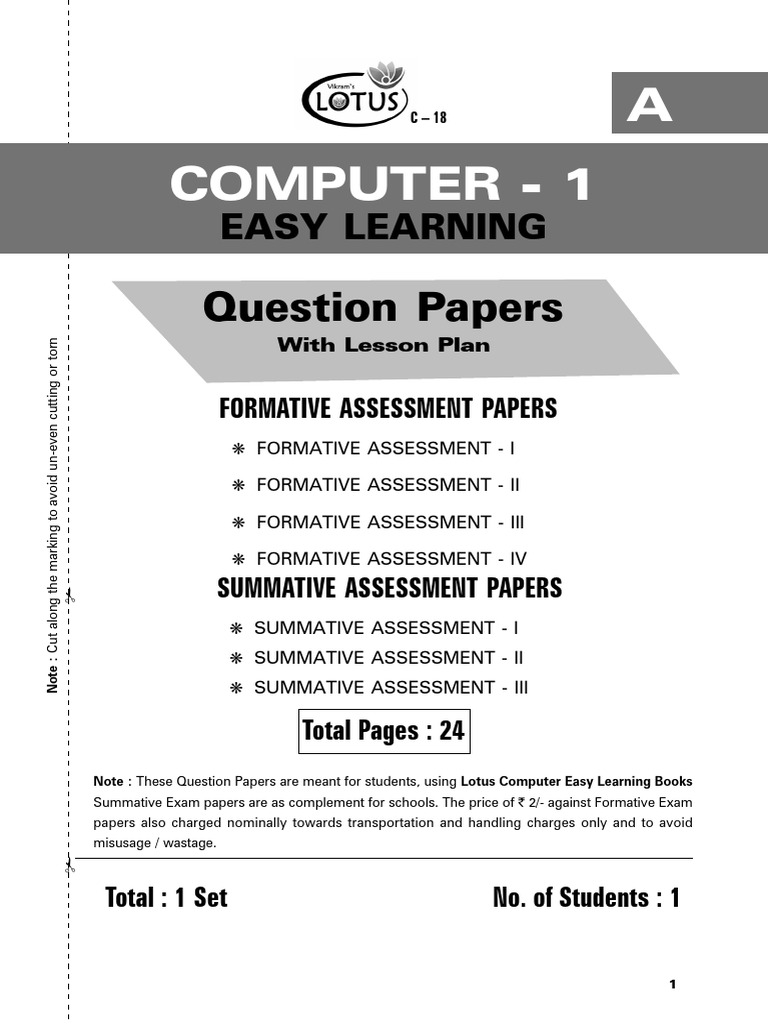 Lotus Easy Learning Computers Class 1 | PDF | Educational Institutions ...