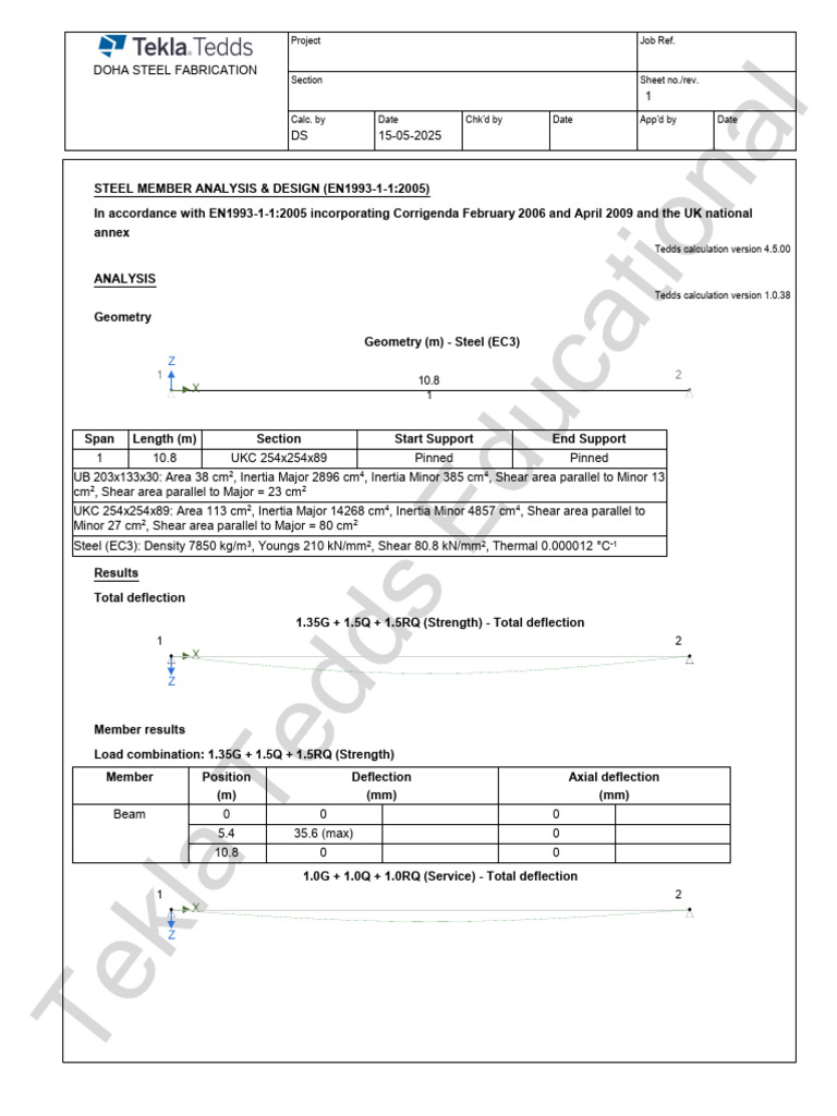 Steel Member Analysis & Design Report | PDF | Buckling | Beam (Structure)