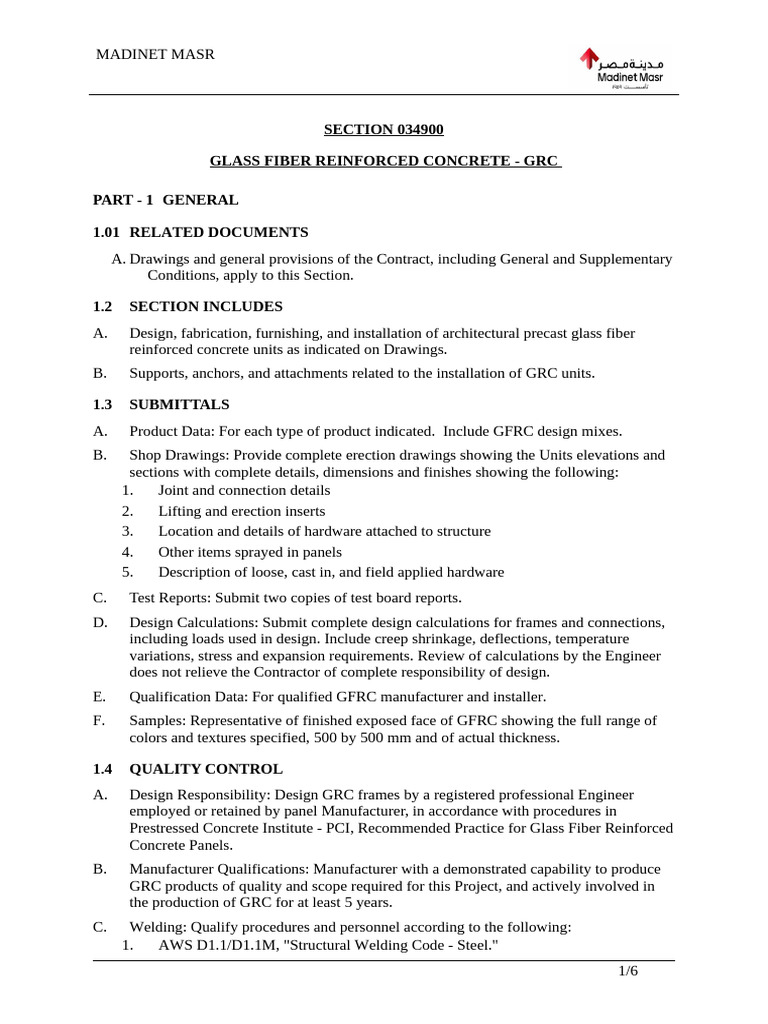 Glass Fiber Reinforced Concrete (Ver.01) | PDF | Concrete | Reinforced ...