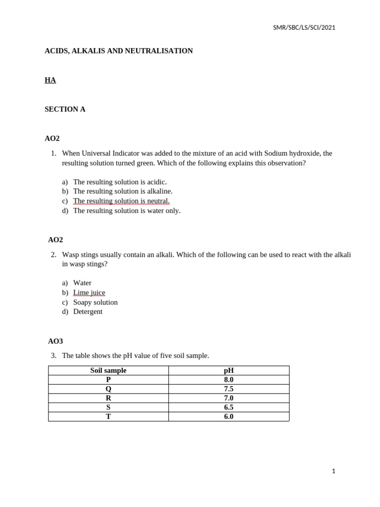 Unit 14. SM Rimba. Ha Questions 28.05.2021 Marking Scheme | PDF