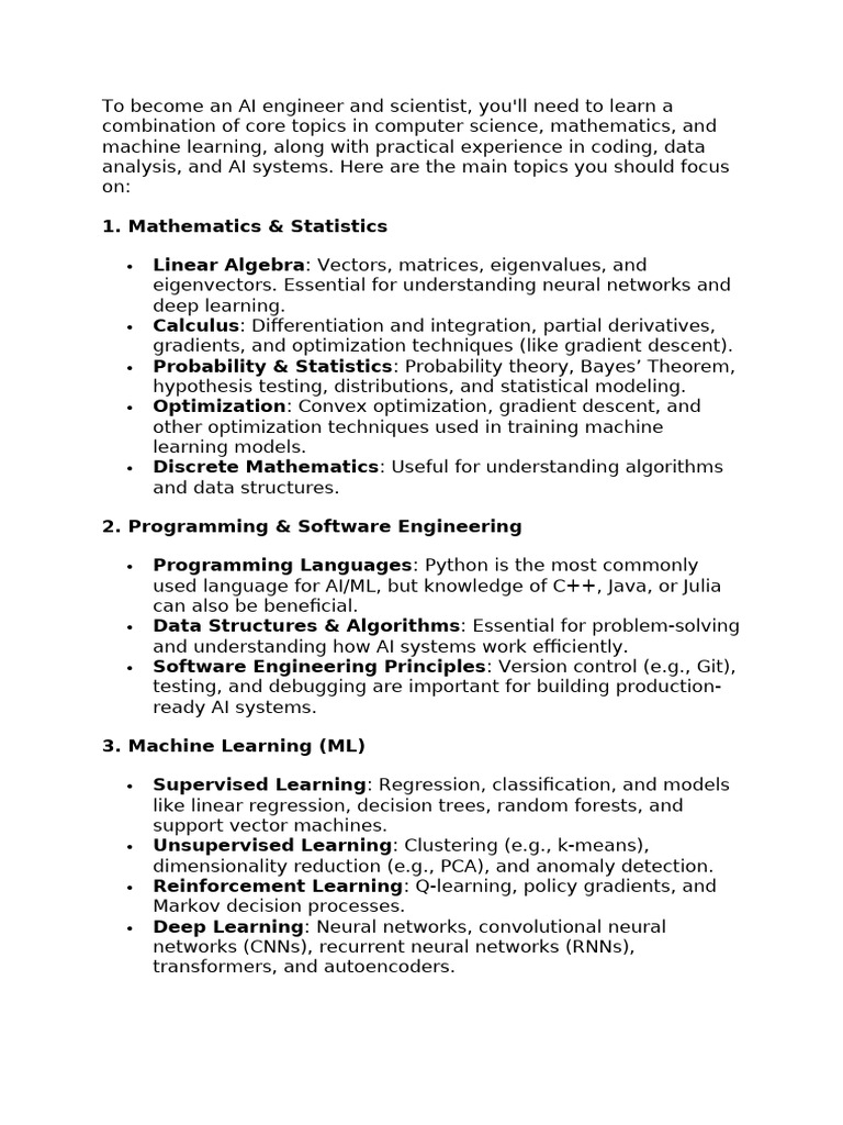 Becoming an AI Expert by 2025 | PDF | Machine Learning | Artificial ...