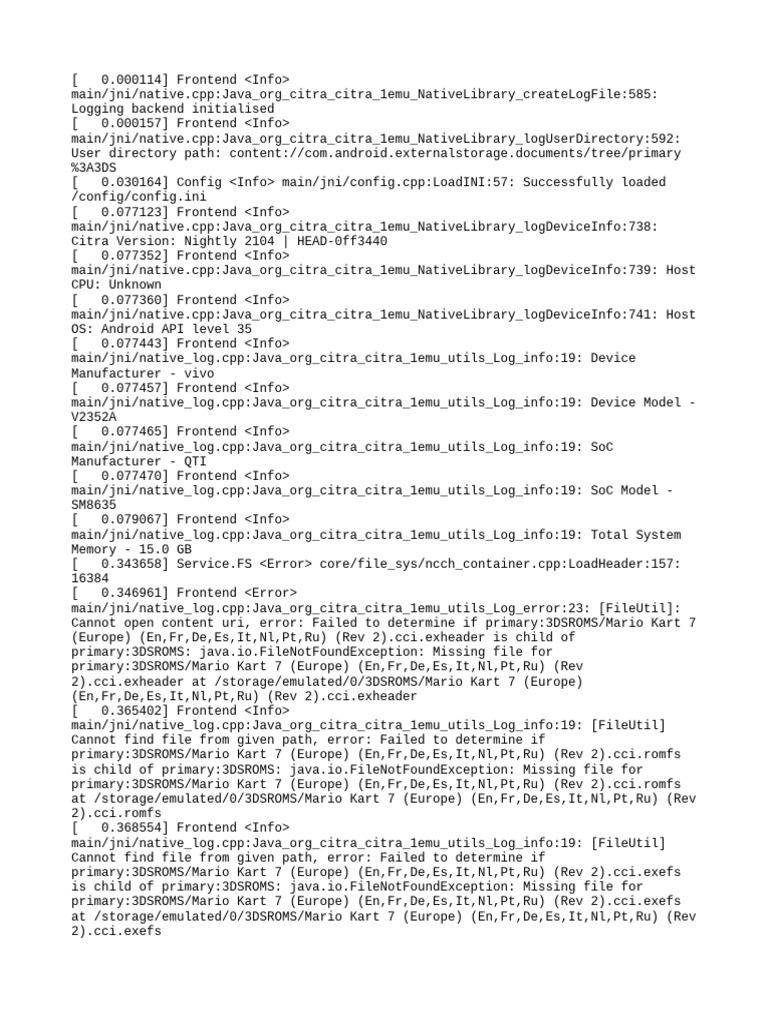 Citra Emulator Log Analysis for 3DS | PDF | System Software | Software