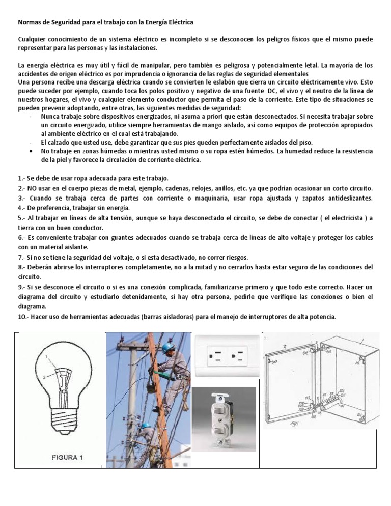 Normas de Seguridad en Electricidad | PDF | Corriente eléctrica ...