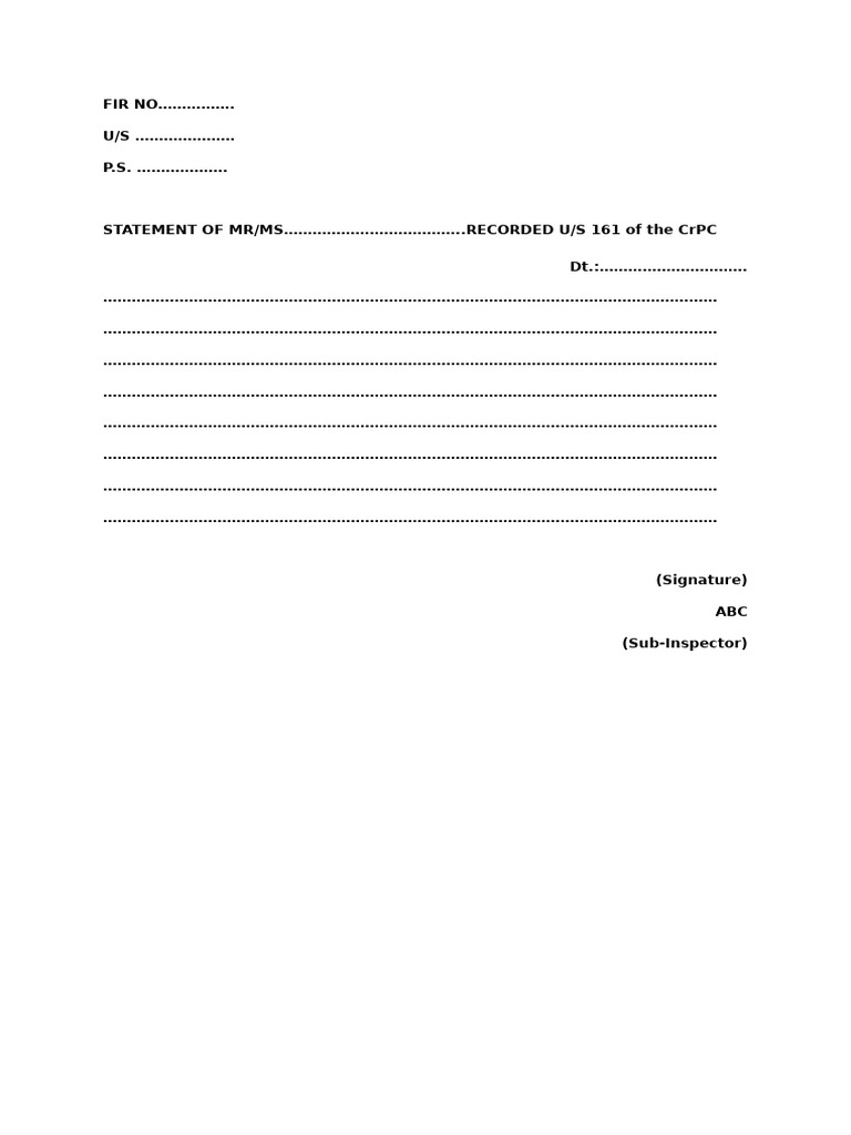 Sec. 161 Statement | PDF