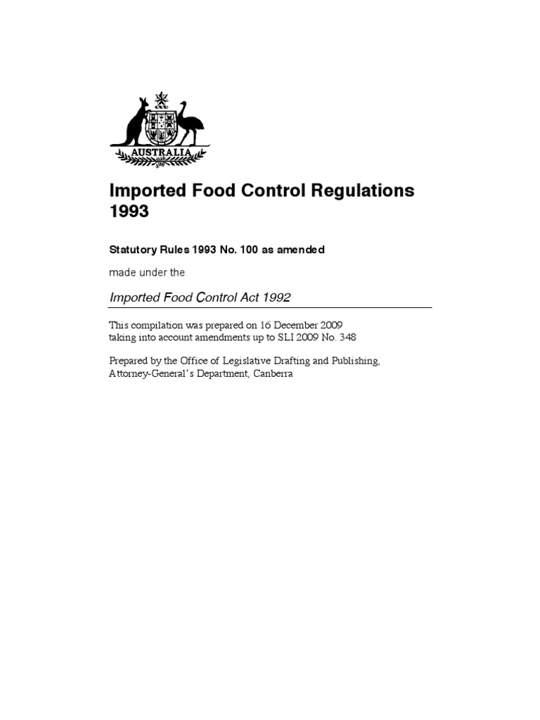 Imported Foods Regulations | PDF | Food Safety | Workweek And Weekend