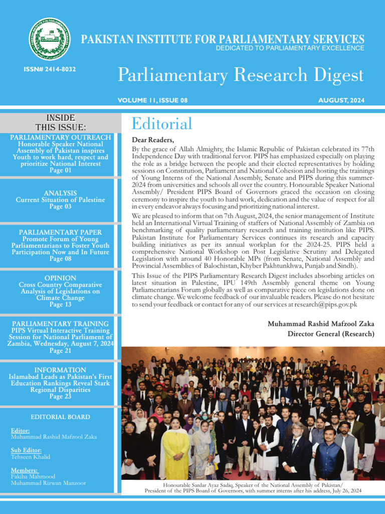 Parliamentary Research Digest: Editorial | PDF | Pakistan | Government ...