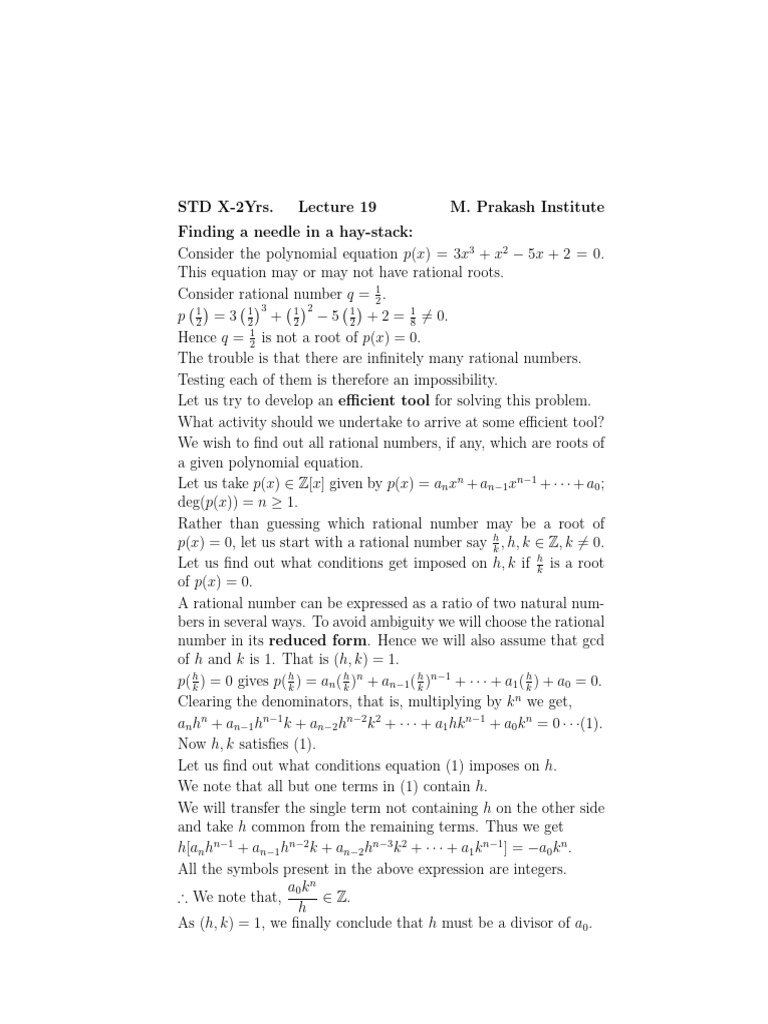 Possible Rational Root Theorem Explained | PDF | Computational Science ...