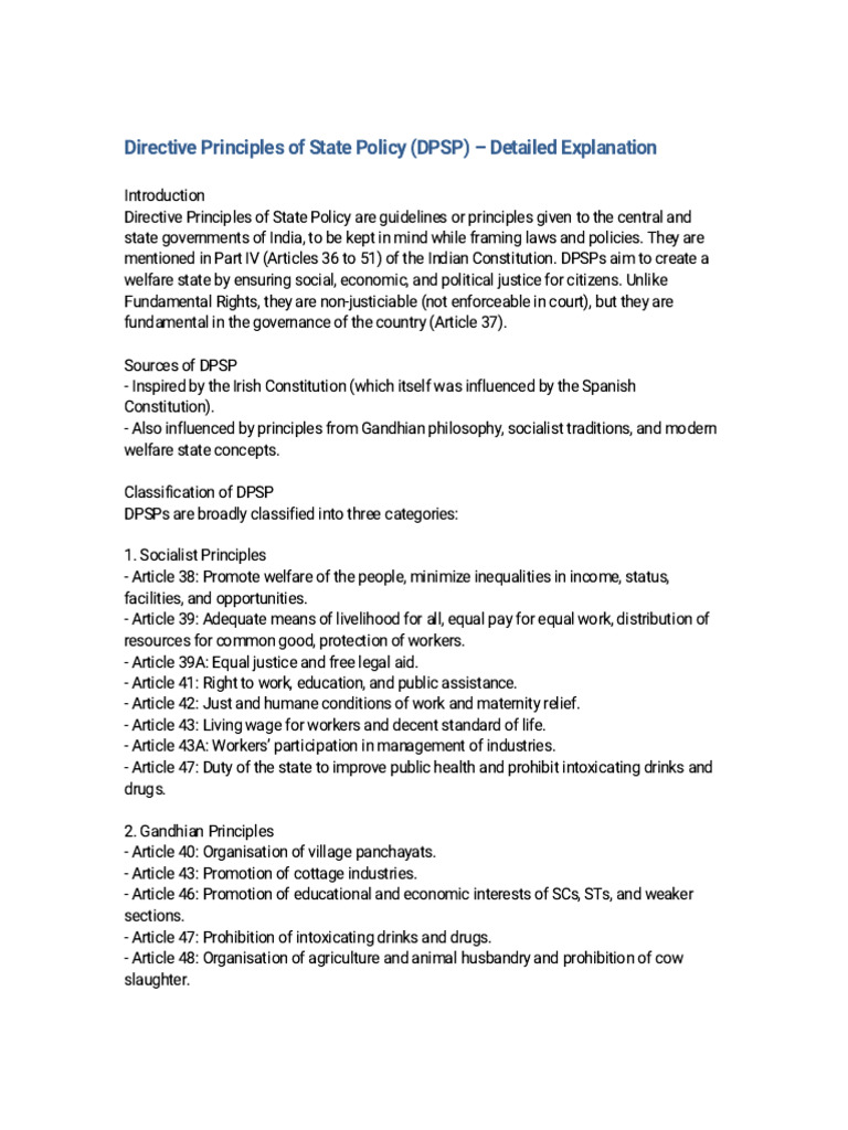 Understanding Directive Principles of State Policy | PDF | Social ...