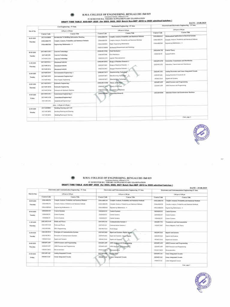 IV Sem Supple-Draft Tt-2025 | PDF