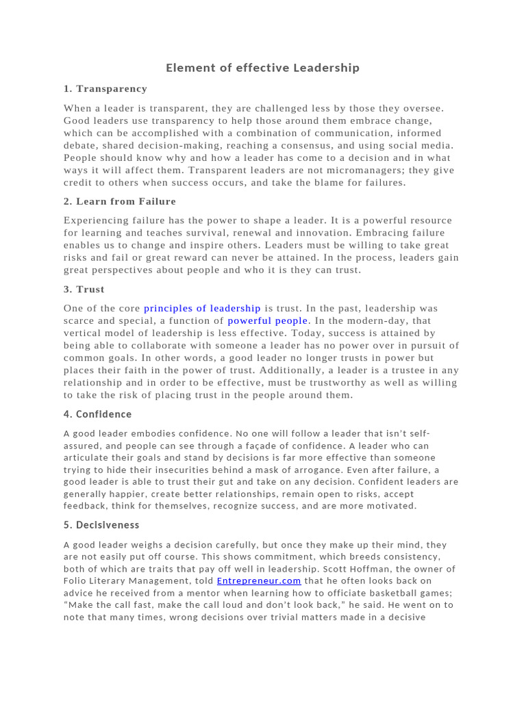 Key Traits of Effective Leadership | PDF | Leadership | Humility