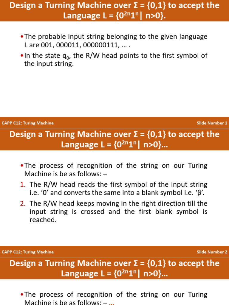 Turing Machine for Language L = {02n1n} | PDF | Theory Of Computation ...