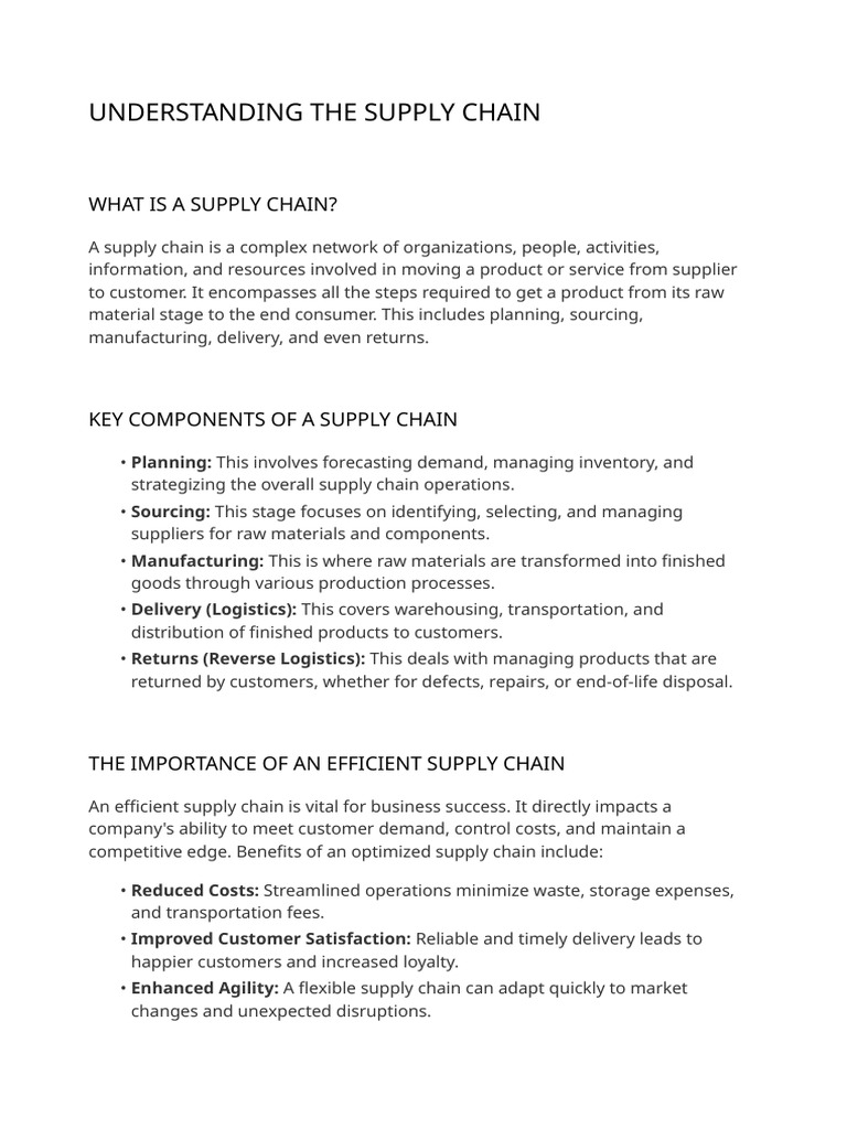 Supply Chain Management Explained | PDF | Supply Chain | Logistics