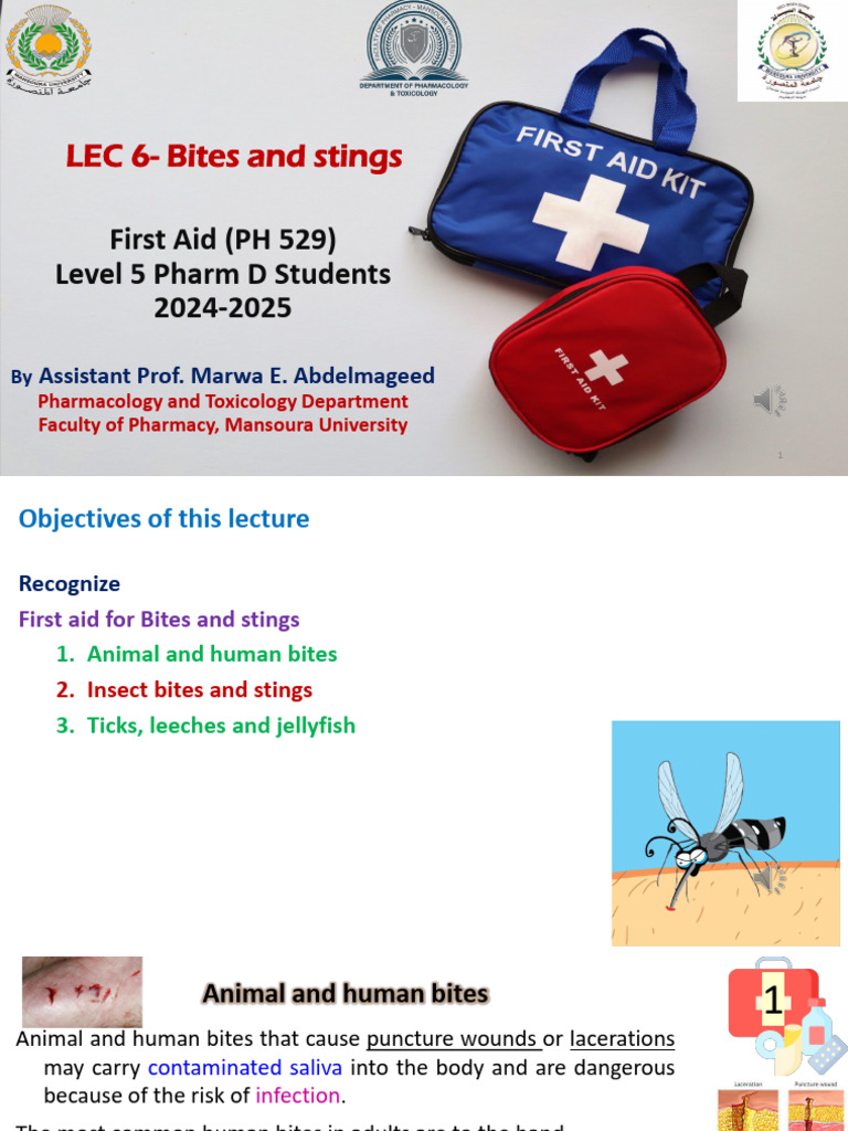 First Aid for Bites and Stings Guide | PDF | Rabies