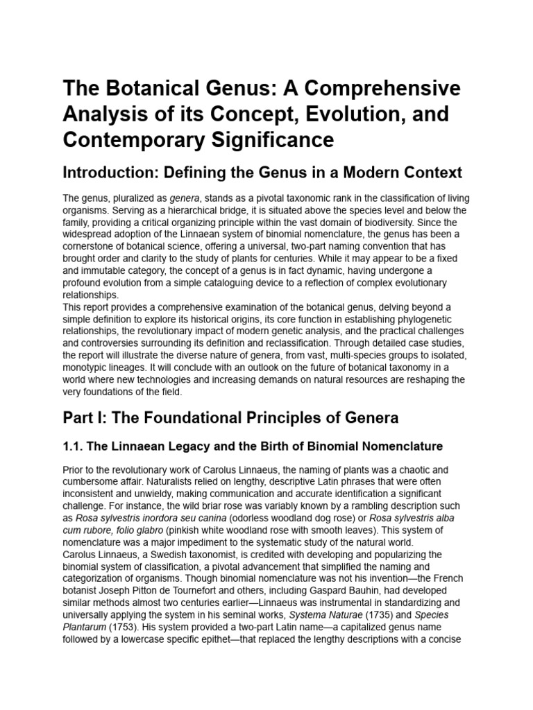 Understanding Botanical Genera: Evolution & Impact | PDF | Taxonomy ...