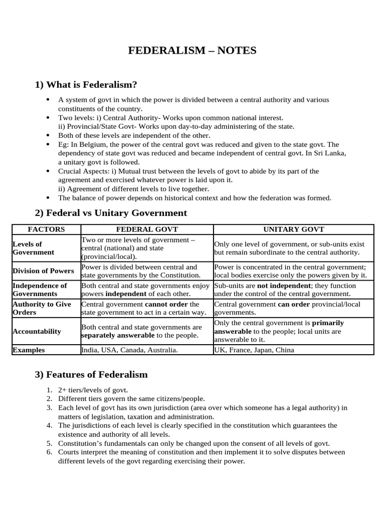 Understanding Federalism: Key Concepts | PDF | Federalism | Federation