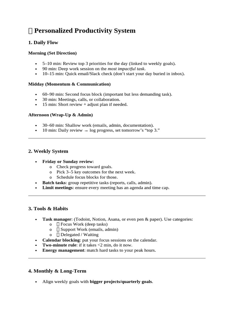 ? Personalized Productivity System | PDF