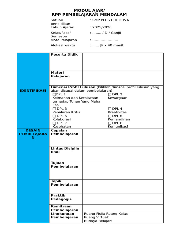 Template RPP Ma Deep Learning 25.26 | PDF