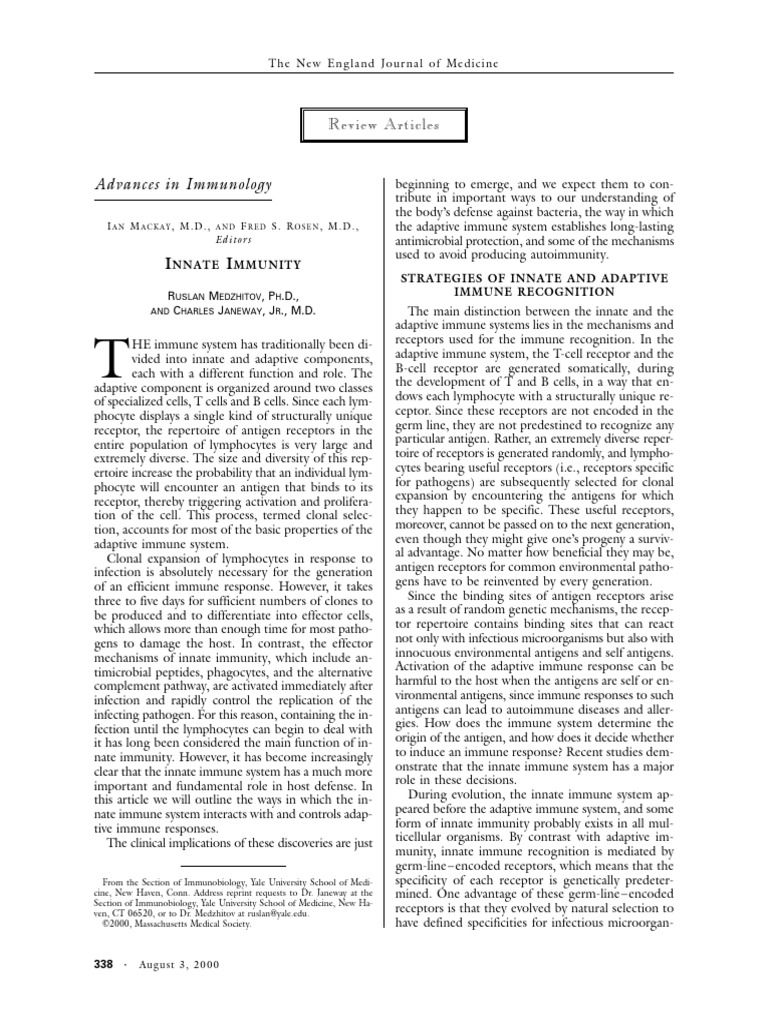 Innate vs. Adaptive Immunity Explained | PDF | Immune System | Toll ...