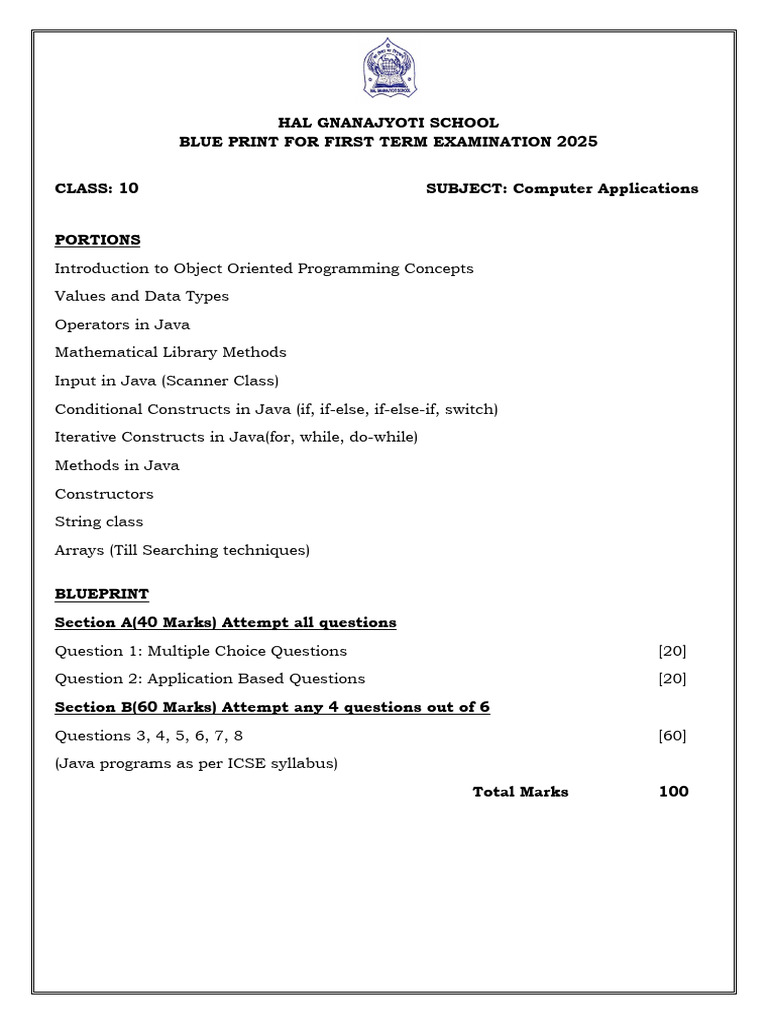 Class 10 Computer Applications Blueprint | PDF