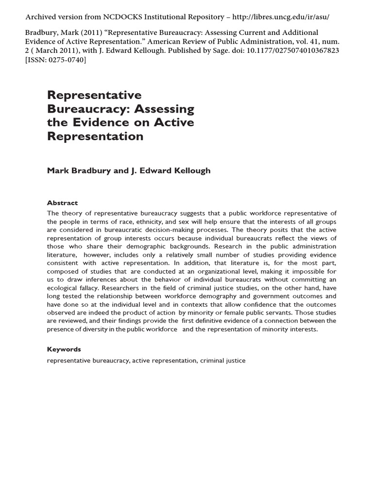 Evidence of Active Representation in Bureaucracy | PDF | Minority Group ...